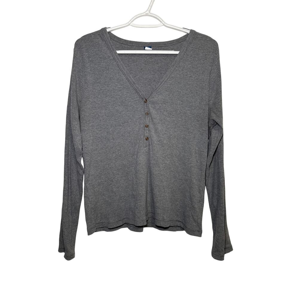 Old Navy henley gray long sleeve shirt womens XL y2k‎ fairy bella swan 2000s